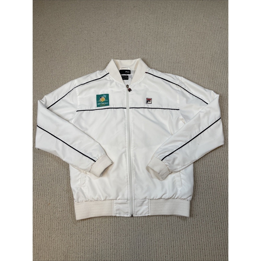 FILA BNP Paribas Open Mens Small Tennis Windbreak Full Zip Jacket White